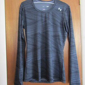 Under Armour Heat Gear Fitted Long Sleeve Shirt WOMENS Small Black/Gray